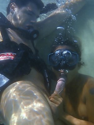 Raunchy Asian slut loves fucking underwater
